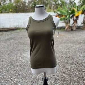 NWT GAP High Neck Ribbed Tank Top • Olive Night